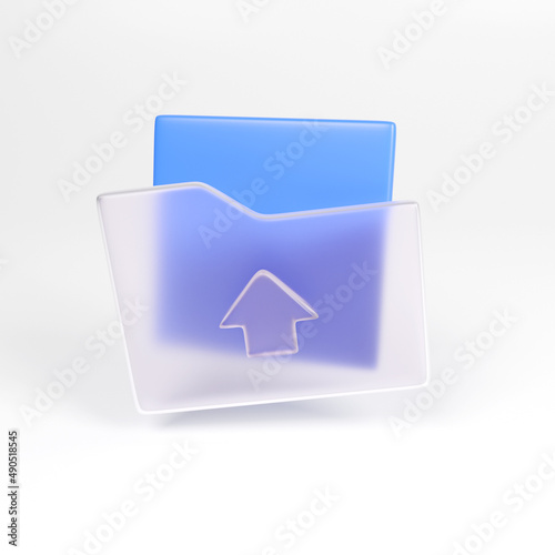 Wallpaper Mural 3D icon glassmorphism folder with documents blue render Torontodigital.ca