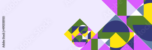 Mozaik abstract colorful memphis wide banner design background
