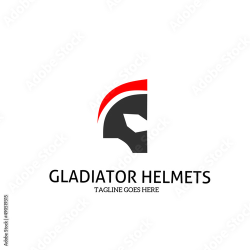 Logotype gladiator helmets shapes letters G