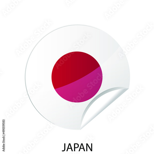 Glossy sticker flag of Japan icon. Simple isolated button. Eps10 vector illustration.