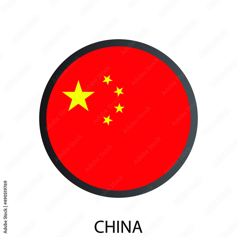 Flat round flag of China icon. Simple isolated button. Eps10 vector illustration. Flat round flag of China icon. Simple isolated button. Eps10 vector illustration.