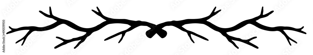 Obraz premium 植物や葉っぱのライン線画単品 ラスター素材