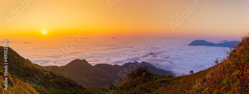 Panorama Phu Chee Dao, Chiang Rai Province, Thailand,Phu chee dow mountain (phu chee dao/phu chi dao) , Beautiful landscape sunrise mountain in Chiang rai , Northern of Thailand.