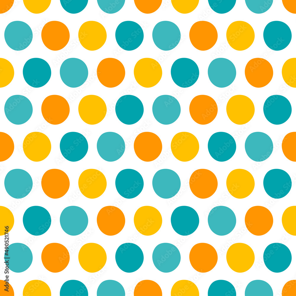 White seamless pattern with colorful circles. White seamless pattern with colorful circles.