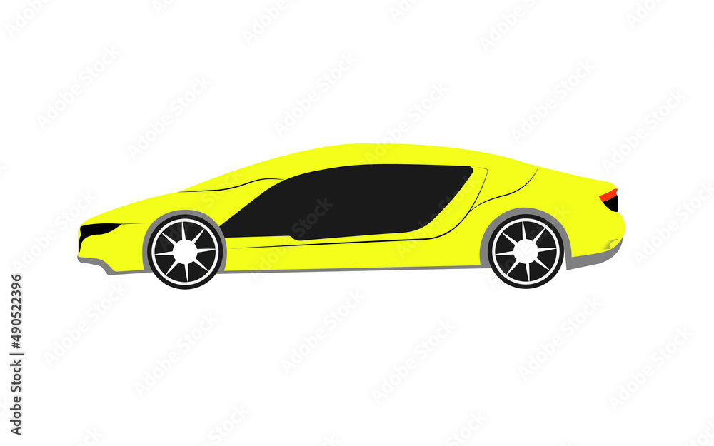 stylish car in yellow color isolated on background, Vector illustration