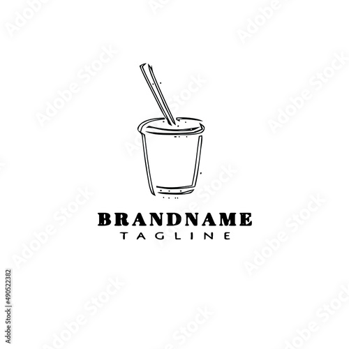 fresh drinks cartoon logo icon design black isolated vector illustration
