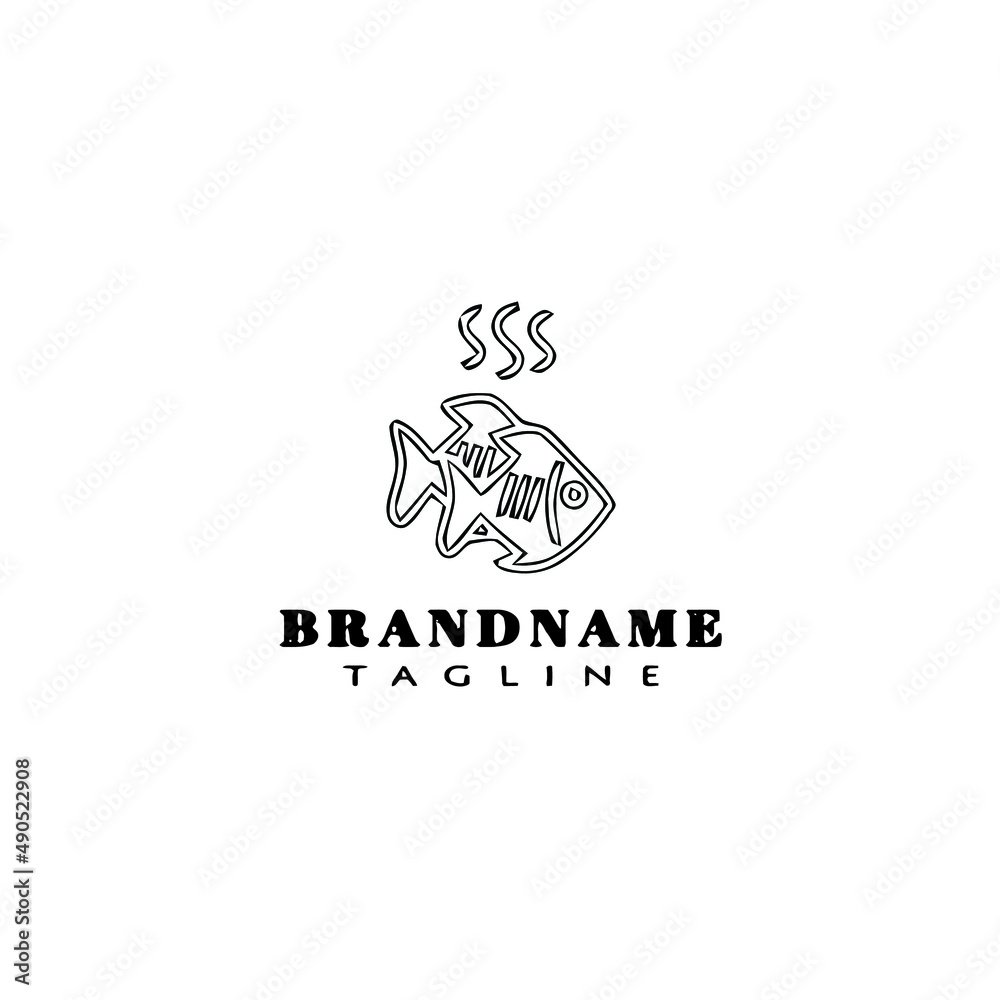 Fototapeta premium animal fish cartoon logo template icon design black isolated vector illustration