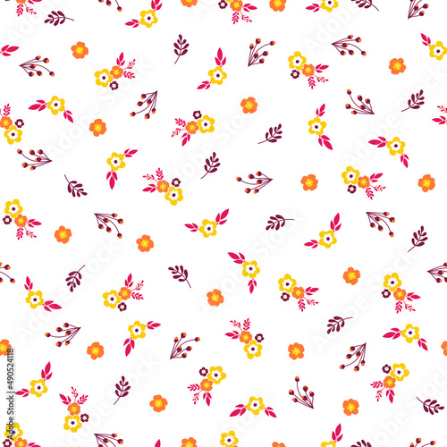 Seamless pattern with colorful flowers.