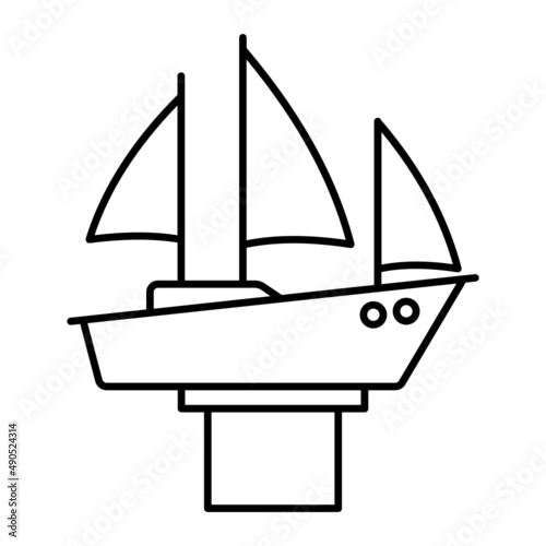 DIY Cardboard Pirate Ship Vector Icon Design, Hobby Symbol, Leisure time Activity Sign, Hobbyists and Handicraft Stock Illustration, Model Ship Craft Concept