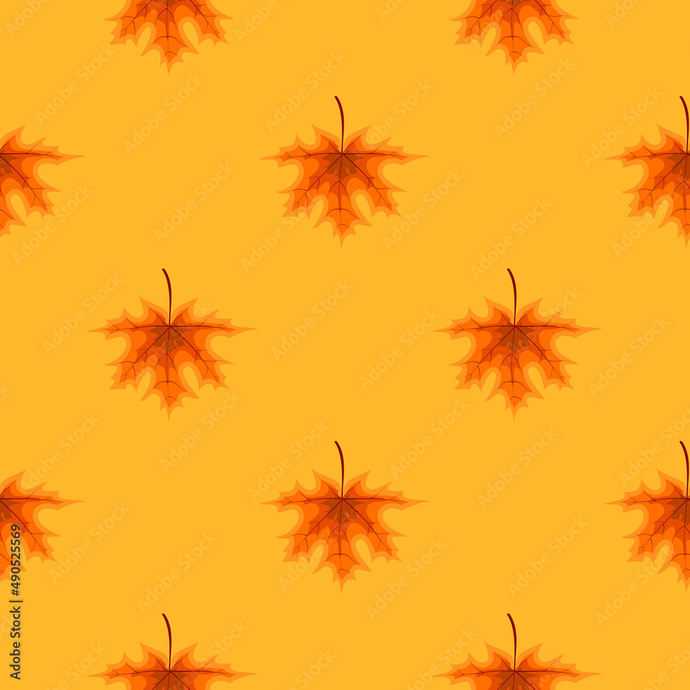 Abstract Illustration Autumn Seamless Pattern Background with Falling Autumn Leaves