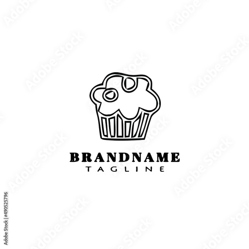 cupcake logo cartoon icon design template black isolated cute illustration