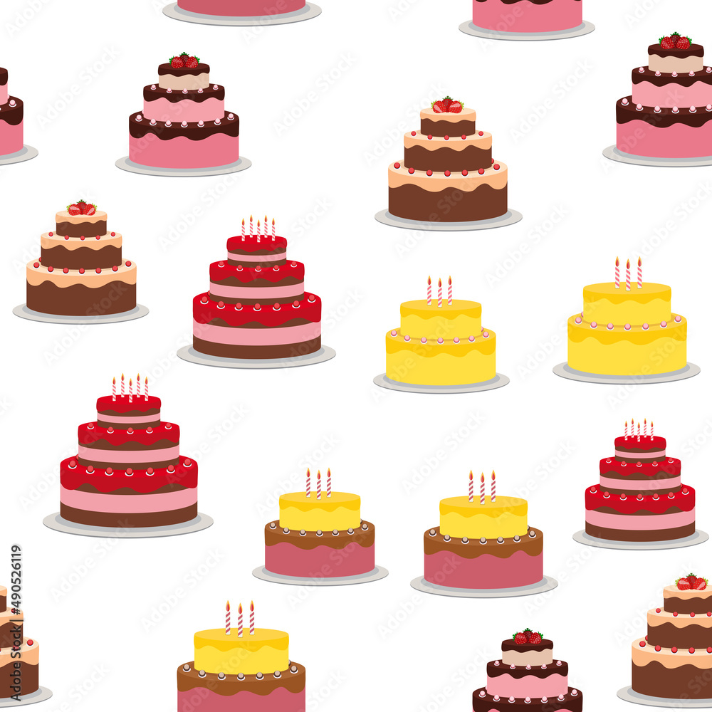 Birthday Cake Seamless Pattern Background Illustration Birthday Cake Seamless Pattern Background Illustration