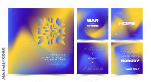 Peace Instagram Quotes. Yellow and Blue Background