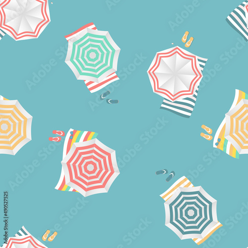 Beach umbrella seamless pattern background. Illustration