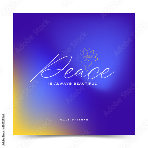 Peace Instagram Quotes. Yellow and Blue Background photo