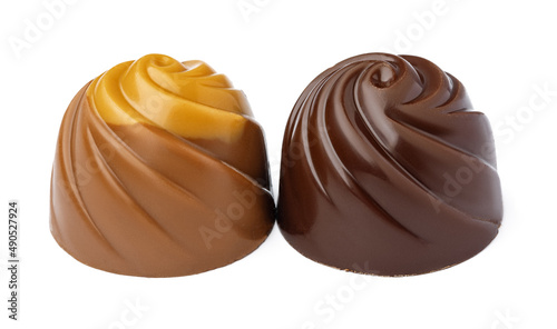 Tableau sur toile Chocolate sweets on a white background