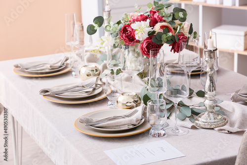 Stylish table setting for wedding