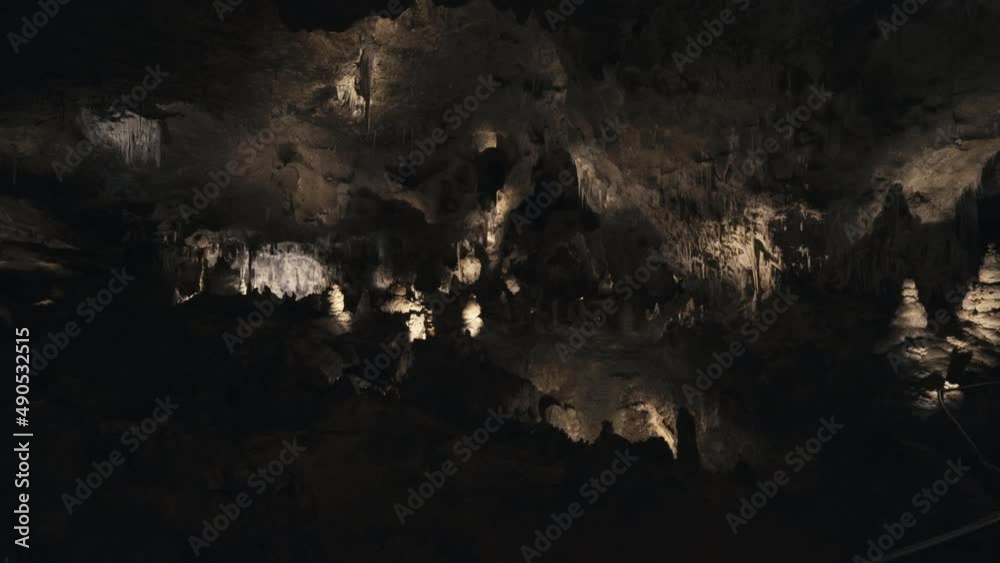 Large Dark Underground Cave Chamber Room in Carlsbad Caverns, New Mexico. 4K. Large Dark Underground Cave Chamber Room in Carlsbad Caverns, New Mexico. 4K.