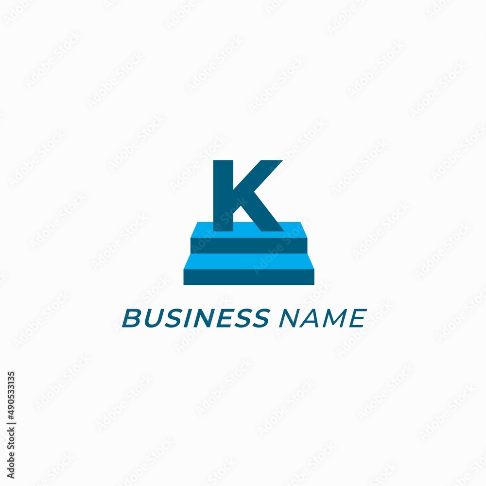 design logo combine letter K and stair design logo combine letter K and stair