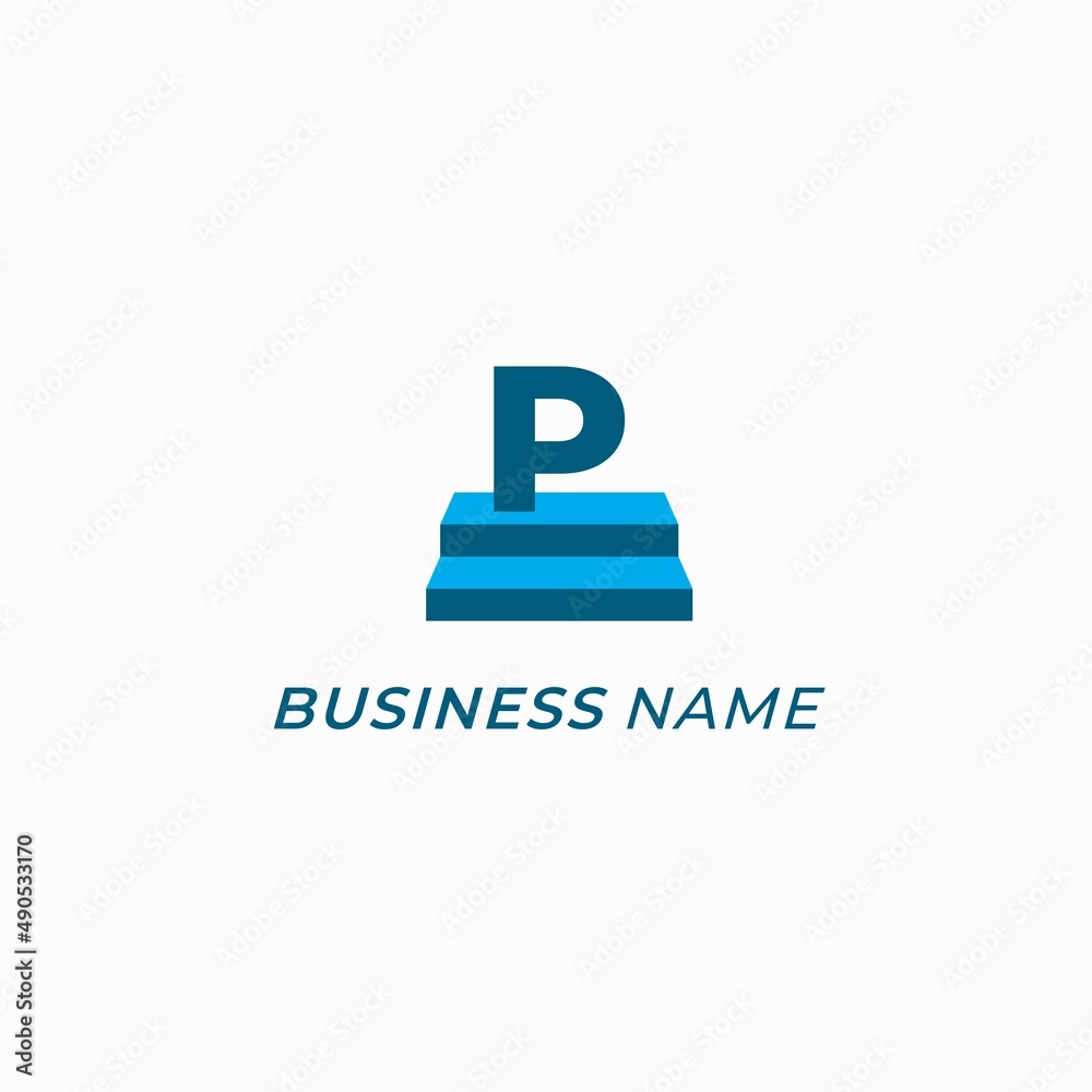 design logo combine letter P and stair design logo combine letter P and stair