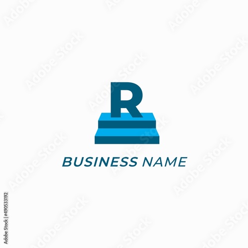 design logo combine letter R and stair