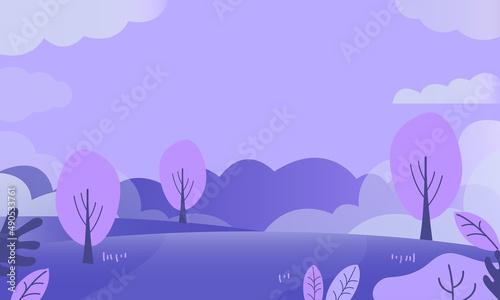【ベクターイラスト素材】自然・丘・森林・空の風景
