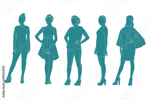 Vector illustration of elegant women bundle
