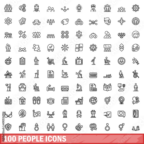 100 people icons set Fototapet