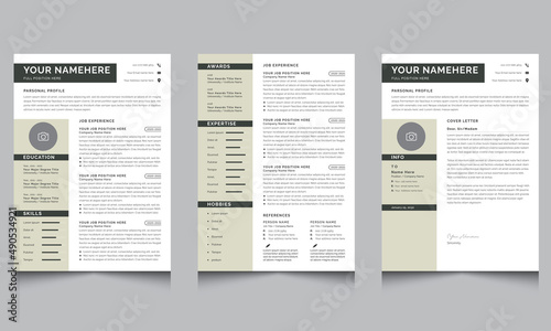 Creative Resume Template with Clean and Professional Resume Layout Set Editable Design