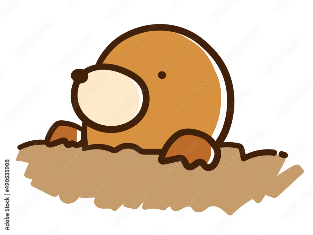 かわいいモグラのキャラクターの手書き風イラスト Stock Vector Adobe Stock