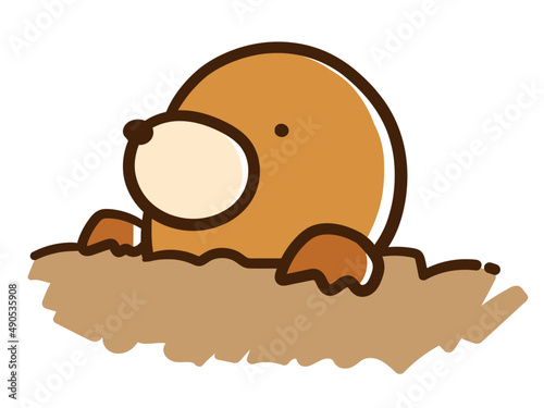 かわいいモグラのキャラクターの手書き風イラスト