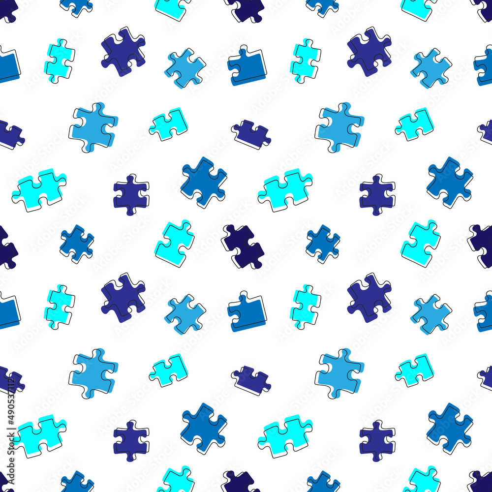 Naklejka premium seamless pattern blue and white puzzle