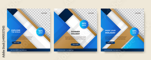 Modern universal social media post template. Web banner, flyer or poster for ads offer sale promotion marketing. Design for travel, business, food menu, fashion, creative digital agency.