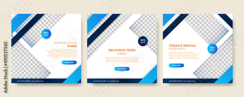 Modern universal social media post template. Web banner, flyer or poster for ads offer sale promotion marketing. Design for travel, business, food menu, fashion, creative digital agency.