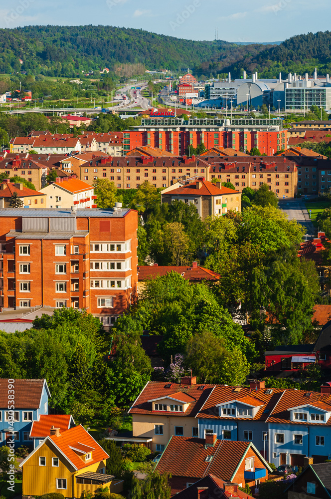 Buildings in city from viewpoint