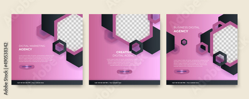 Modern universal social media post template. Web banner, flyer or poster for ads offer sale promotion marketing. Design for travel, business, food menu, fashion, creative digital agency.