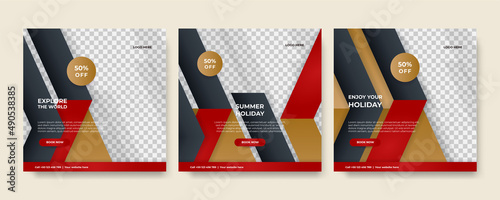 Modern universal social media post template. Web banner, flyer or poster for ads offer sale promotion marketing. Design for travel, business, food menu, fashion, creative digital agency.