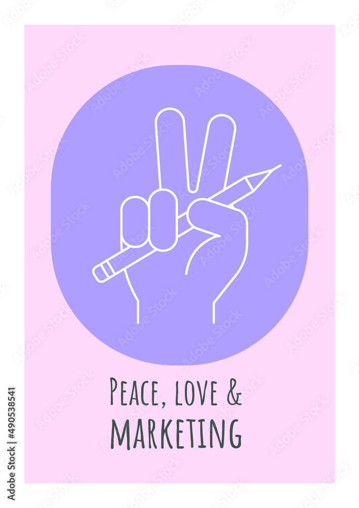 Peace and love to marketing postcard with linear glyph icon. Greeting card with decorative vector design. Simple style poster with creative lineart illustration. Flyer with holiday wish Peace and love to marketing postcard with linear glyph icon. Greeting card with decorative vector design. Simple style poster with creative lineart illustration. Flyer with holiday wish