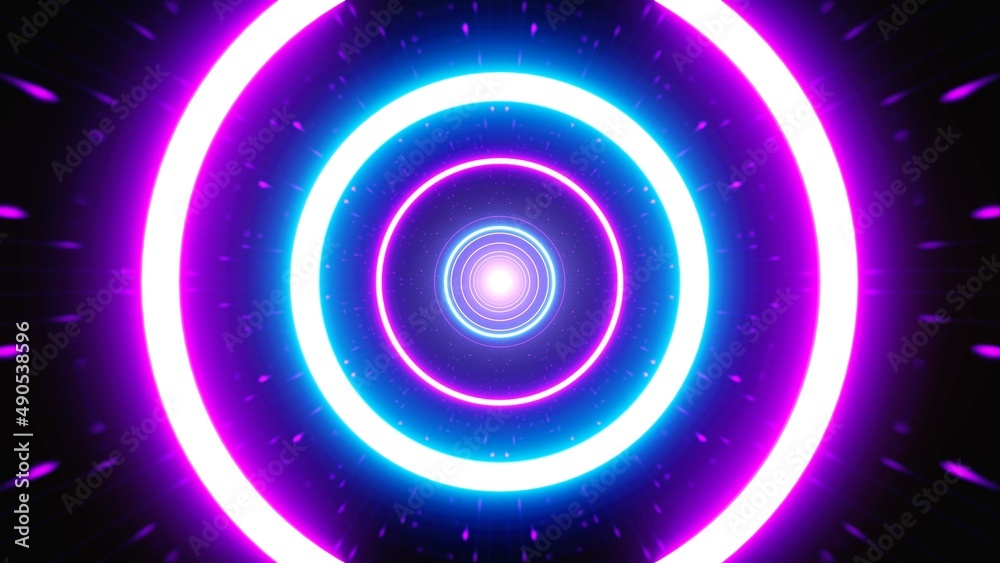 Obraz premium Neon Concentric Circle VJ Art Background