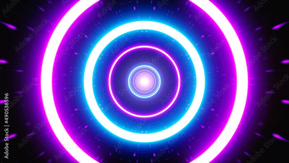 Neon Concentric Circle VJ Art Background