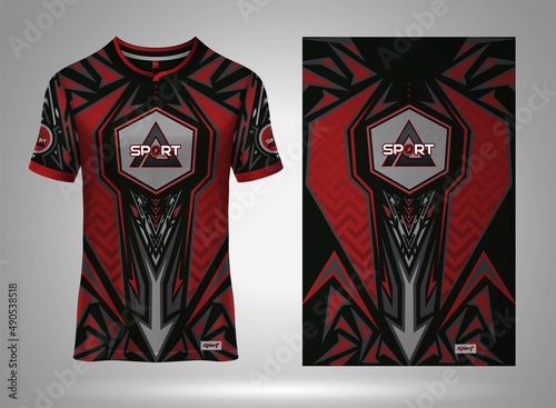 E Sport jersey t-shirt. Soccer jersey mockup for football club. Sport pattern fabric textile. Sport background texture pattern #37