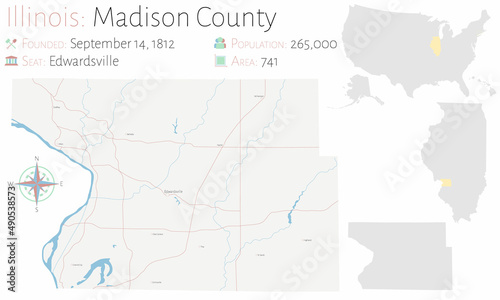 Large and detailed map of Marion county in Illinois  USA.