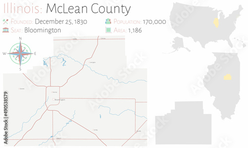Large and detailed map of McLean county in Illinois  USA.