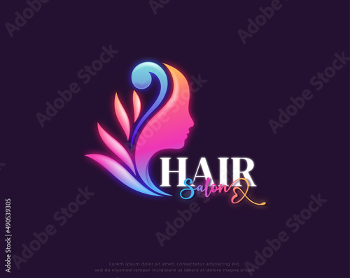 colorful beauty hair salon logo design