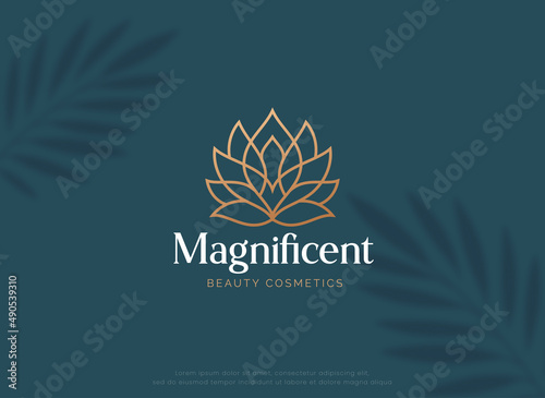 linear lotus flower beauty spa logo design