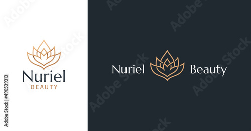 linear lotus flower beauty spa logo design