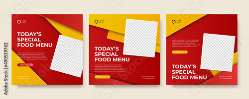 Modern universal social media post template. Web banner, flyer or poster for ads offer sale promotion marketing. Design for travel, business, food menu, fashion, creative digital agency.