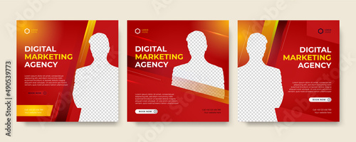 Modern universal social media post template. Web banner, flyer or poster for ads offer sale promotion marketing. Design for travel, business, food menu, fashion, creative digital agency.