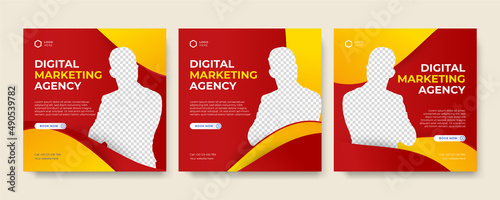 Modern universal social media post template. Web banner, flyer or poster for ads offer sale promotion marketing. Design for travel, business, food menu, fashion, creative digital agency.