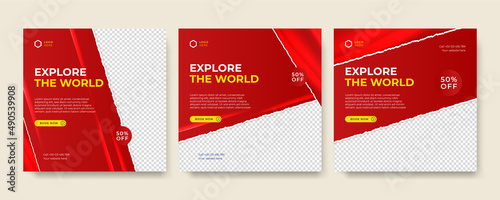 Modern universal social media post template. Web banner, flyer or poster for ads offer sale promotion marketing. Design for travel, business, food menu, fashion, creative digital agency.